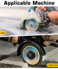 Total Game Changer 4.5 Inch Diamond Saw Blades For Angle Grinders Heavy Duty Cut Off Wheels That Go Through Tile Concrete Metal And Masonry Like Butter 3 Pack 7/8 Inch Arbor in use on tile saw and angle grinder.