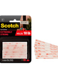Packaging of 4-Strip Extreme Interlocking Fasteners 1x3 Inches for heavy-duty bonding indoors or outdoors, showing 10 lb capacity.
