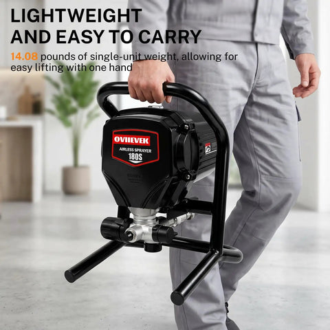 Heavy Duty Electric Airless Paint Sprayer Featuring 750W Motor And 3300 Psi Output For Knockout Coverage On Walls And Furniture Lightweight design allows easy one-hand lifting.