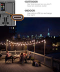 Solar String Lights Waterproof LED Indoor Outdoor Hanging Umbrella Lights with 25 Bulbs, 27 Ft Patio Party Decor on Rooftop Deck
