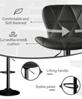 Slick Pair Of Adjustable Swivel Bar Stools With Faux Leather Upholstery, High Back Counter Height Chairs For Kitchen Island, Black