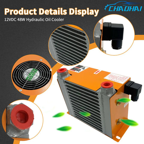 Heavy Duty Hydraulic Oil Cooler With Fan 12V DC 48W Air Cooled Oil Radiator Heat Exchanger Delivers 20 Liters Per Minute