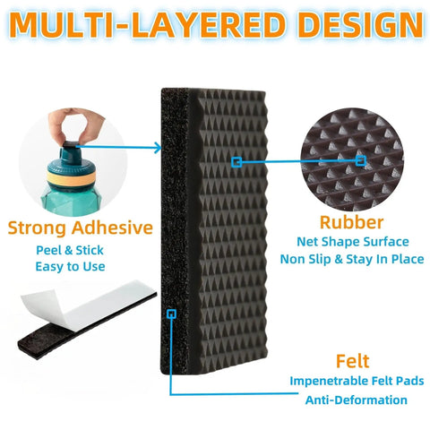 Heavy Duty Non Slip Rubber Furniture Pads That Lock In Place To Stop Chairs Sliding Across Your Slick Floors And Keep Everything Locked Tight Without Leaving Any Sticky Gunk Behind While Shielding Hardwood From Mean Scuffs showing multi-layered design with rubber and felt.