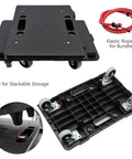 Heavy Duty Furniture Mover Dolly With Wheels 16 Inch Flat Cart Interlocking Design Black Holds Up To 440 Lbs shown with elastic ropes