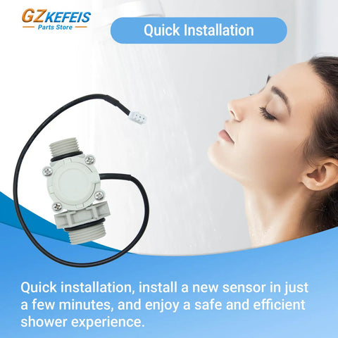 Tankless Water Heater Flow Sensor Replacement for Ecosmart Eco 18 24 27 and 36 On Demand Hot Water No Brainer Easy Install Restores Reliable Flow and Consistent Hot Water Fast, white plastic sensor with black wire and threaded ends
