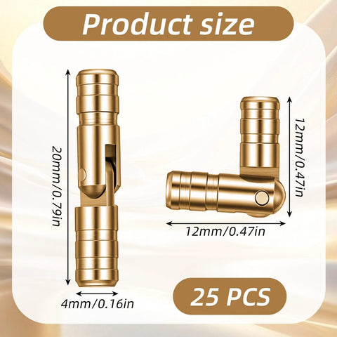 Invisible Brass Barrel Hinges 25 Pack, 20x4mm Hidden Concealed Hinges For Jewelry Boxes Cabinets And Small DIY Woodworking Projects