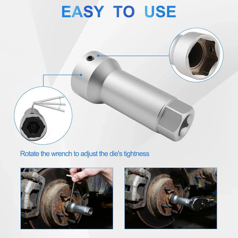 All-In-One Axle Thread Repair Kit For Spindles And Wheel Studs By Syizyen demonstrating socket use and adjustment on axle threads.
