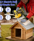 Heavy Duty 18 Gauge Cordless Brad Nailer And Electric Staple Gun delivers killer brushless performance while roofing a doghouse.