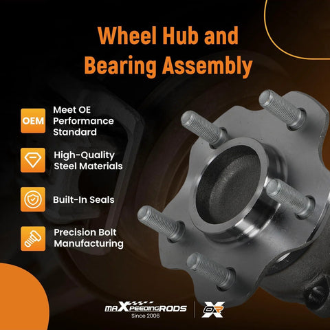 Rear Wheel Hub And Bearing Assembly For Nissan Rogue FWD 2014 To 2019 And Rogue Sport FWD 2017 To 2019 With Encoder ABS 5 Lug