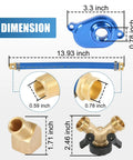 6.0L Oil Cooler Flush Kit With T Port And Aluminum Anodized Adapter dimensions and components overview