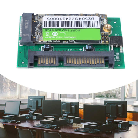 64GB Half Slim SSD Internal Solid State Drive for Laptop and Desktop Replacement Upgrade with Quick Boot Times, Faster App Launch, Low Power Consumption, And Quiet, Reliable Performance on green circuit board