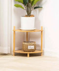 Expandable Bamboo Corner Shelf Stand 2 To 5 Tier Bookshelf for Living Room, Home Office, and Garage, space-saving, natural finish