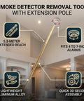 Super Long Aluminum Smoke Detector Removal Tool With Five Point Three Meter Extension Pole No Ladder Needed Ceiling Access Snap On Grip For Round Square Alarms Easy Grasp Design with 5.3-meter reach and lightweight aluminum alloy.