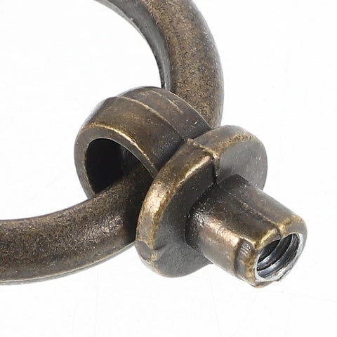 Close-up of Vintage Style Ring Pull Cabinet Handle in Antique Bronze, showing single hole design and durable alloy construction.
