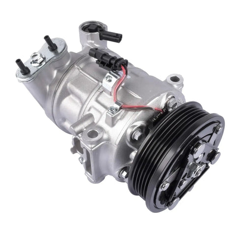 Premium AC Compressor Assembly With Clutch Fits Chevy Cruze Eco LT LTZ Sedan 1.4 Liter Turbo Engine 2012 To 2016, showing detailed side view.