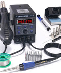 2 In 1 Hot Air Rework And Soldering Iron Station For Pros With 10 Solder Iron Tips, 4 Nozzles, Fahrenheit And Celsius Display