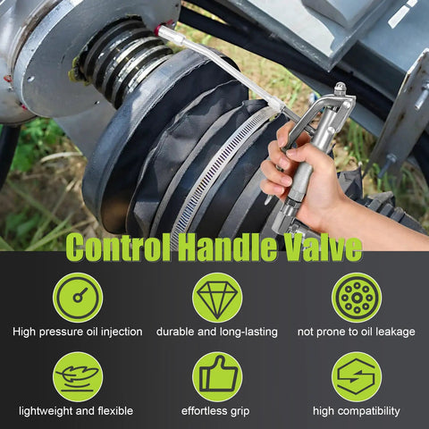 Heavy Duty Grease Gun Control Handle Valve For High Pressure 7500 Psi With 1/4 Inch Thread, 18 Inch Flexible Interface, A4-Jaw Coupling, 360 Degree Rotation And Spring, Built For Fast, Smooth, And Reliable Lubrication on grease fitting