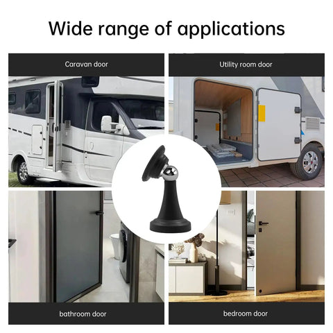 Heavy Duty Magnetic RV Door Holder 2 Pack for camper and utility room doors, easy install magnetic stopper in black