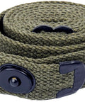 Rolled US WWII M1 Carbine Web Sling 1 Inch Canvas Rifle Sling OD Green Reproduction Old School Military Style With Lift The Dot Closure