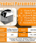 Product parameters for Smooth Operator Smart Coffee Puck Extractor And Knock Box Alternative, featuring dimensions and specifications.