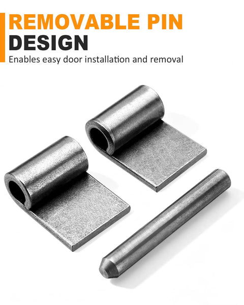 Heavy Duty Weld On Hinges For Metal Gates Doors And Trailers 4 Pack With Removable Pin For Easy Installation And Durable Weldable Steel Construction showing removable pin design