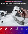 Universal pull down kitchen faucet with flexible hose 2 mode water supply/stop button ideal for bathing cleaning and grooming pets Rubinetto Cucina with hair washing sprayer.