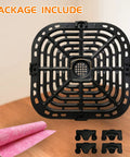 Air Fryer Grill Plate For Instant Pot Vortex Plus 6 Qt XL Nonstick Crisper Tray with accessories on wooden table