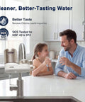 Sink Faucet Water Filter System Rose Gold Easy Install Long Lasting 350 Gallons Cuts 98 Percent Chlorine Lead And Rust NSF Certified SGS Tested Fresh Tasting Water For Kitchen And Bath with family enjoying clean water