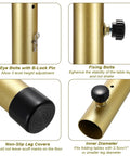 Heavy Duty Table Leg Extenders For Folding Tables No Sweat Adjustable Furniture Risers Rock Solid Height Boosters showing eye bolts, fixing bolts, and non-slip covers.