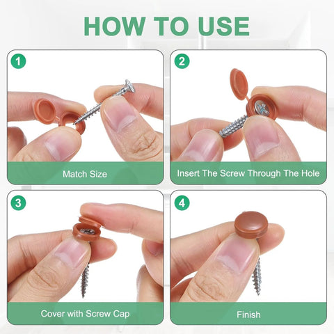 Instruction guide for using 200 Pack Plastic Hinged Screw Cover Caps White For M3 M4 M5 5mm Screw Heads