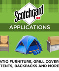 Outdoor Water Shield Spray For Fabric Protection Against Rainy Weather used on patio furniture, tents, and grill covers, 13 oz