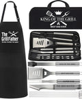 19Pcs Fathers Day BBQ Grill Tools Set With Apron Portable Bag Heavy Duty Stainless Steel Utensils Barbecue Accessories Kit