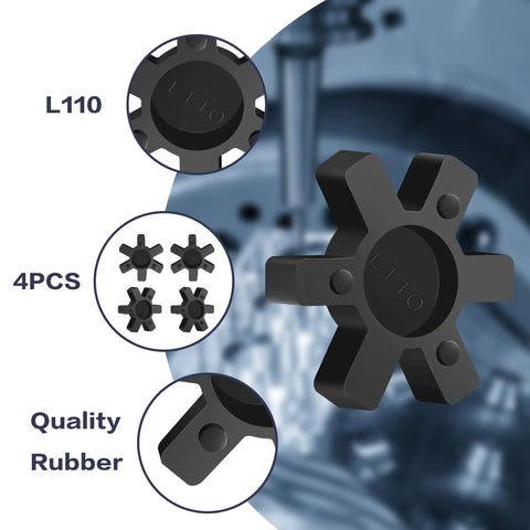 Solid Type Flexible NBR Rubber Spider Center Insert For L Jaw Couplings L110 Fit, Rugged Heavy Duty Vibration Dampening, Durable Black 4 Pack, Precision Machined, Shock Absorb, Ideal For Industrial Equipment, 4 pcs