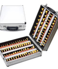 Deadly Sharp 100 Piece 1/4 Inch Shank Router Bit Set Tungsten Carbide Woodworking Milling Cutters in heavy duty aluminum case.