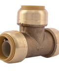 Three Quarter Inch Quick Connect Brass Tee Fitting For PEX Copper CPVC PE RT HDPE Plumbing, Easy Push To Connect