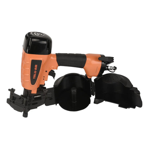 15 Degree Pneumatic Coil Siding Nailer CN55R with open nail magazine, ideal for construction.