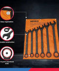 Heavy Duty Wrench Set Six Piece SAE 12 Point Combination Box Ends Drop Forged Heat Treated Carbon Steel Black Oxide Finish