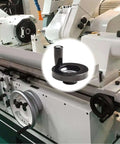 63mm hand wheel with 8mm bore and rotating swivel handle on industrial milling machine lathe and grinder