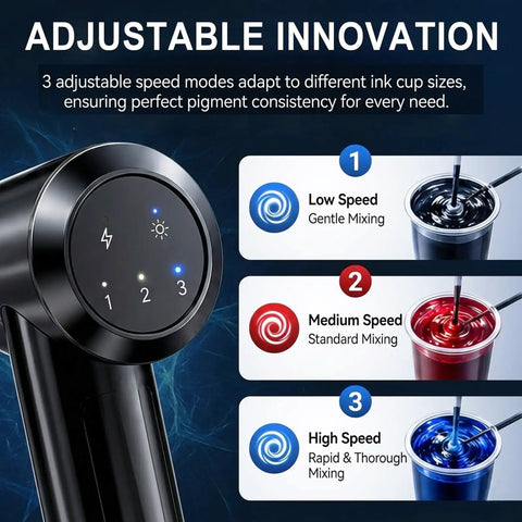 Pro Tattoo Ink Mixer Kit with 3-speed settings for efficient color blending