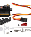 Tough As Nails Micro Servo Motor Kit With Full Metal Gears And Whisper Quiet Operation Slick Upgrade For Axial SCX24 RC Crawler Project Providing Smooth Steering And Sweet Reliability In Fire Red showing micro servo, accessories and installation parts.