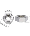 Workhorse Hex Weld Nuts 3/8-16 Carbon Steel Fasteners Featuring Three Grip Projections For Tough As Nails Connections On Shop Furniture Trucks And Hot Rod Builds Daily Driver Upgrade Kit 10 Piece Set, showing hex weld nuts with dimensions.