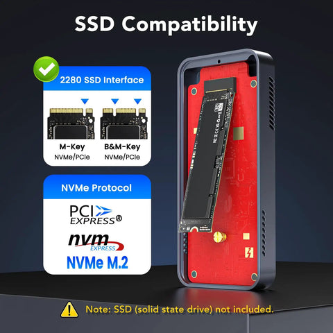 Kick Butt M2 Nvme Ssd Enclosure With 80Gbps Transfer Speed And Quiet Cooling Fan For Thunderbolt And Usb4 Systems supports NVMe PCIe drives.