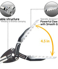 Close-up of All Stainless Steel Grabber Reacher Pickup Tool Heavy Duty Trash Picker for indoor outdoor use, claw open.