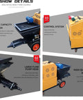Electric Cement Spray Plaster Machine 30M Mortar Pump with large hopper and control system for efficient wall coating.