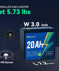 12V 20Ah LiFePO4 Deep Cycle Battery Rechargeable 5000 Plus Cycles With 20A BMS dimensions and weight details