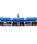 Front view of Realistic Dope One Sixty Four Scale Landoll 5532-30 Grain Drill Model Replica with diecast body and rubber wheels.