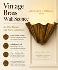 QUOLM Vintage Bronze Wall Sconce, Scalloped Uplight Wall Lamp, E26 with ruffled shade design in warm brass finish.