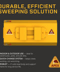 Heavy Duty Forklift Broom Attachment With 60 Inch Sweeping Path And 8 Dense Poly Rows Built Like A Tank For Smooth Operator Warehouse Maintenance, top view.