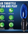 Blue plug-and-play fuel economy device for cars and trucks, diesel vehicles, with quick install in lighter socket