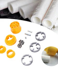 Top Rated ZJchao Electric PVC Pipe Threader Kit With Reusable Dies for precise threading with yellow rubber inserts and cutting dies.